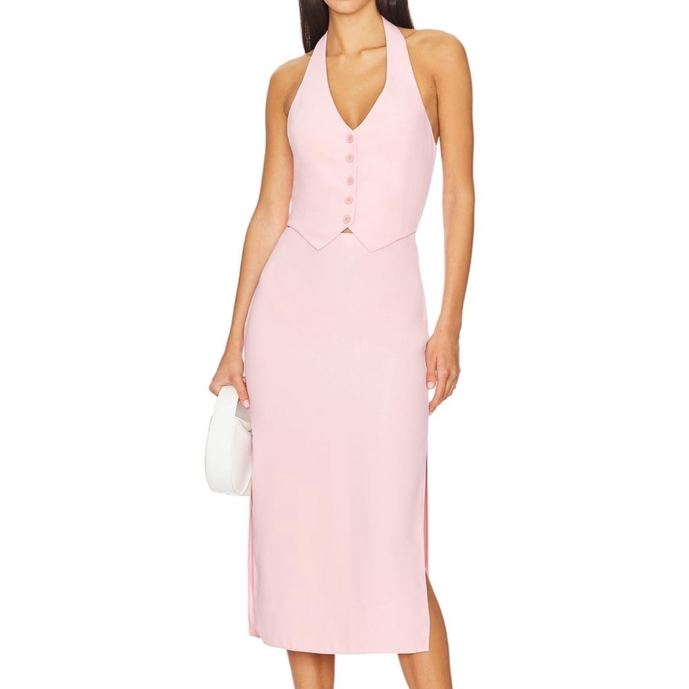 Amanda Uprichard Isadore Pink Midi Dress